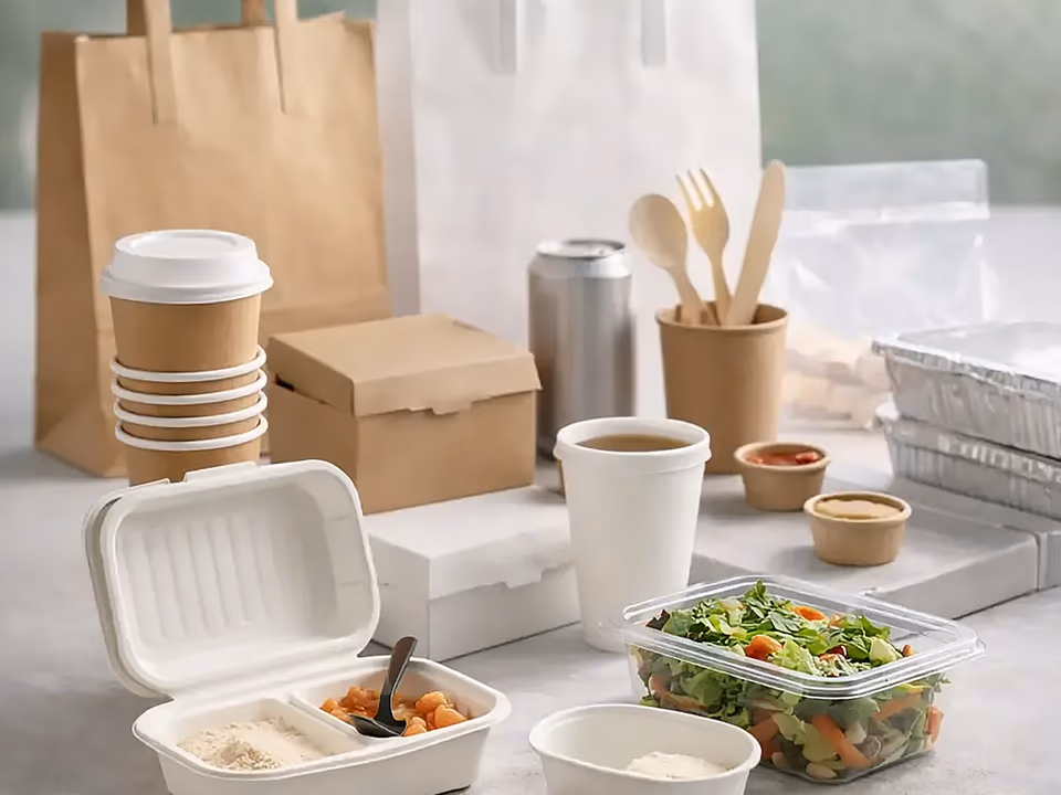 Envases, vasos, bolsas y cubiertos descartables para gastronomía