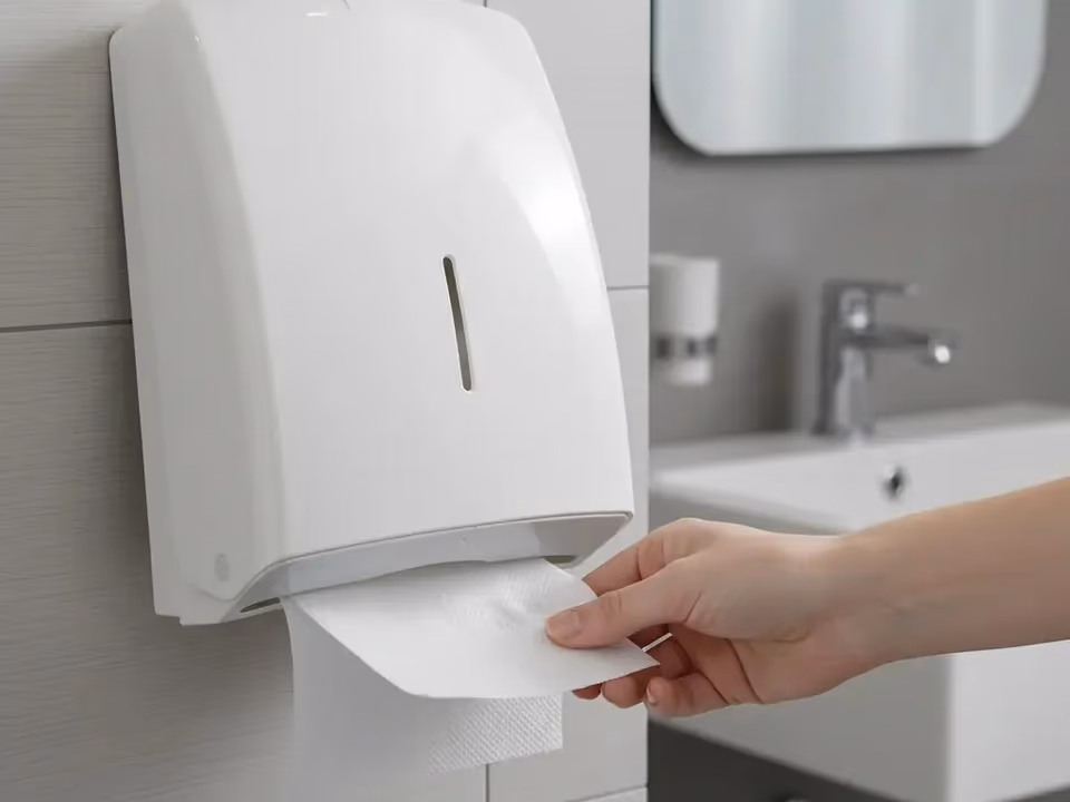 Dispenser de toallas de papel en un baño