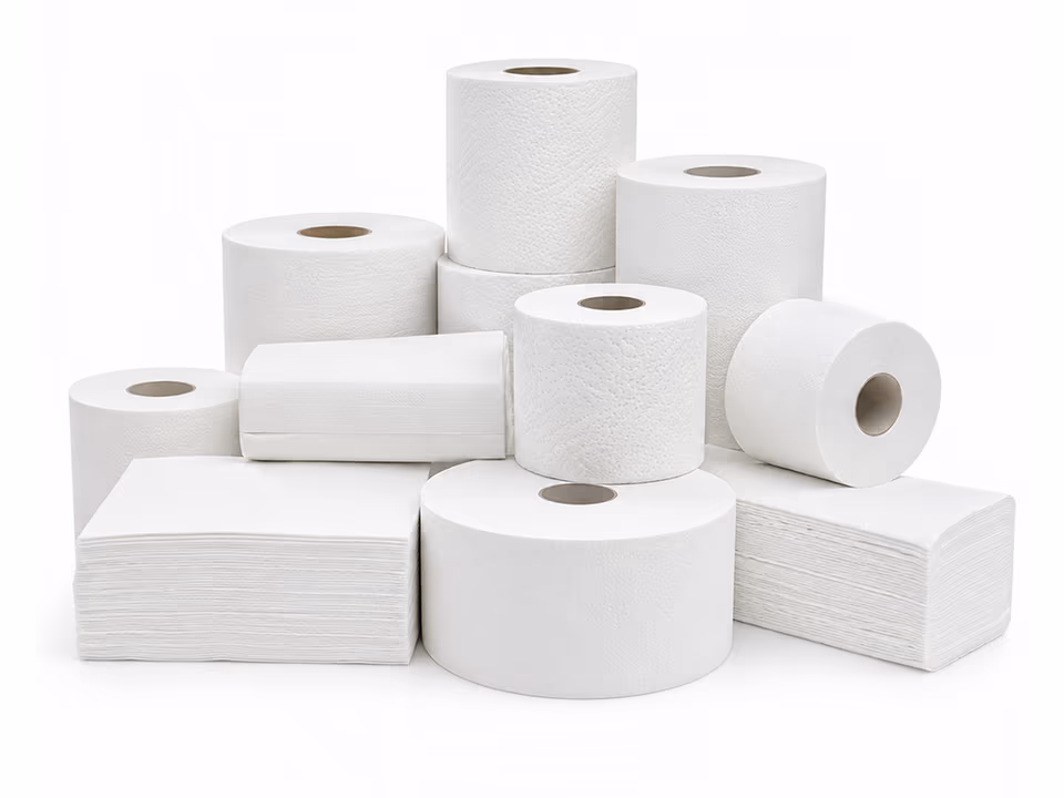 Bobinas, rollos de papel higiénico y toallas de papel